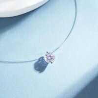 S925 Sterling Silver Fish Chain Necklace with Rose-Cut Aquamarine and D Color Moissanite-Lavender 1 carat - XL 397  925 silver