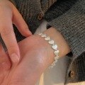 wholesale S925 Sterling Silver Constant Korean Style Brushed Heart Link Bracelet with Design Sense and Elegant Lady's Interlocking Connector Accessory-0-2