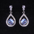 wholesale S925 Sterling Silver Elegant and Noble Natural Cream Blue Moonstone Earrings for Women, Gemstone Cross-Border Trade Earrings-0-0