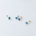 wholesale S925 Sterling Silver Small Fresh and Simple Temperament Blue Diamond Five-Pointed Star Threaded Light Bead Ear Accessories G9910-0-0