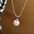 wholesale S925 Sterling Silver Flash Bead Chain Retro Small Light Bulb Strong Light Round Pearl Necklace Niche Design High-End Sense Sweater Chain-0-4