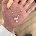 wholesale S925 Sterling Silver Gentle Bow Pearl Necklace for Women, Light Luxury Exquisite Niche Design Sweet Pearl Collarbone Chain-0-5