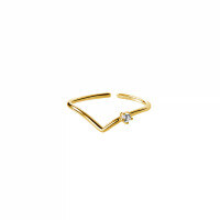 wholesale 925 Sterling Silver V-shape Shining Zircon Ring For Women-Yellow Gold - V-Shaped Ring &gt; Adjustable Opening