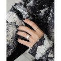 wholesale S925 Sterling Silver Women's Ring, Korean Version Ins Minimalist Asymmetric Surface Texture-0-2