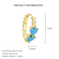 wholesale Metal Butterfly Necklace, Cross-border Women's Ins Style, Color Resin Drop, Turquoise Ring Set-0-1