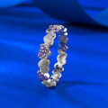 wholesale 925 Silver Vintage Brushed Heart Purple Diamond Full-Circle Ring, Old Money Style Light Luxury Ring-0-1