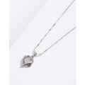 wholesale 999 Sterling Silver Moissanite Necklace for Women, Summer Small and Exquisite Luxury Advanced Sense Heart Pendant Versatile Collarbone Chain Necklace-0-3
