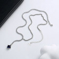wholesale S925 Sterling Silver Full Diamond Chain Blue Zircon Star Tassel Necklace French Style Small Luxe Wind Versatile Necklace-0-2