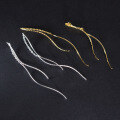 wholesale S925 Sterling Silver Fairy-like Sparkling Wave Ear Threads Double Twisted Curve Long Versatile Earrings M05642-0-3