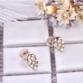 wholesale 18K Rose Gold Fresh Sweet Forest Style Diamond Earrings Women's Fashion 9K Gold Leaf Earrings Gift Ins Style-0-1