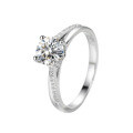 S925 Sterling Silver Moissanite Ring, 1 Carat Women's Closed Band, Cross-border Wholesale-0-3