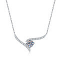925 Sterling Silver 1ct Moissanite Heart Track Necklace, Women's Light Luxury Pendant-0-4