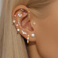 wholesale 14K Gold Flat Back Helix Ear Stud with Diamond Moon Flower-0-1