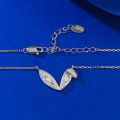 wholesale S925 Sterling Silver Fashion Playful Bunny Ears Necklace Pendant for Women, 40+5cm, Versatile for Everyday Wear-0-4