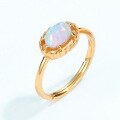 wholesale S925 Sterling Silver Japanese and Korean New Retro-style Minimalist Geometric Egg-shaped Synthetic Opal Ring for Wholesale-0-3