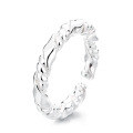 wholesale S925 Sterling Silver Irregular Twist Braided Open Ring Korean Style Ins Trend Versatile Statement Ring-0-4