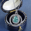S925 Silver Inlaid Natural Hazardous Blue Water Jade Gourd Pendant-0-1
