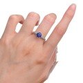 wholesale S925 Silver 1ct Sapphire Ring Size 65 Luxury Halo Setting European & American Style Ring for Women Drop Shipping-0-4