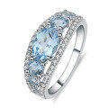 wholesale S925 Sterling Silver Natural Topaz Ring for Women, New Luxury High-End Fashion Natural Gemstone Ring-0-4
