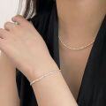 wholesale S925 Sterling Silver Glitter Crushed Silver Necklace and Bracelet, Ins Niche Fashion, Luxurious and Versatile Hand Accessories-0-0