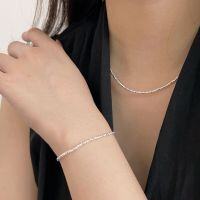 wholesale S925 Sterling Silver Glitter Crushed Silver Necklace and Bracelet, Ins Niche Fashion, Luxurious and Versatile Hand Accessories-Bracelet