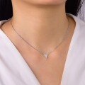 wholesale S925 Silver Pointed Heart Necklace for Women with Micro-Inlaid Design, Simple Collarbone Chain, Bestseller on Independent Sites-0-3