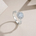 925 Sterling Silver Moissanite Floral Cross Ring, Light Luxury High-End Hot-Selling-0-2