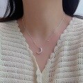 wholesale S925 sterling silver textured moon necklace for women, Korean Dongdaemun ins trendy minimalist crescent collarbone chain-0-4