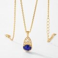 wholesale 925 Sterling Silver Gold Plated Vintage Natural Lapis Lazuli Necklace Women, Japanese agete Mystical Forest Niche Jewelry-0-1