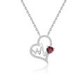 wholesale 925 Sterling Silver Heart-Shaped Gemstone Necklace, Natural Crystal Topaz Garnet Necklace, Non-Fading Gift for Women-0-0