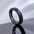 wholesale 925 Silver Mu Jing Jewelry NewBlack Diamond Row Ring InsStackable Row Diamond Ring Band Wish-0-5