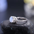 wholesale S925 Silver Vintage Cold Sense Natural Cream Blue Moonstone Ring, Popular in 2024-0-2
