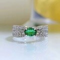 wholesale Sterling Silver Wheat Hollow Ribbon 4*6 Emerald Ring for Women, Small Batch Design, Luxury 3D Style-0-5