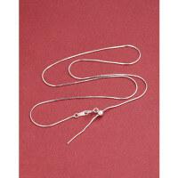 wholesale 925 Sterling Silver Chopin Chain Necklace for Women, Universal Pull Chain, Simple Chain, Collarbone Chain, Sweater Chain, DIY Small Hole Pin Pendant-0.75mm octagonal snake bone chain white gold 45cm 925 silver