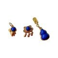 wholesale S925 gold-plated silver with inlaid natural lapis lazuli pendant, DIY bracelet necklace accessory, gourd lock astronaut-0-4