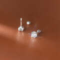 wholesale S925 Silver Summer Korean Style Four-Prong Single Diamond Threaded Pearl Ear Studs Minimalist Personalized Ear Accessories M04203-0-4