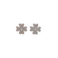 wholesale S925 Sterling Silver Fashion Four-Leaf Clover Petal Ear Studs with Inlaid Diamond, Luxe and Advanced Sense Lucky Earrings-0-4