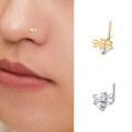 wholesale 925 Sterling Silver Zirconia Bee L-shaped Nose Stud Piercing Jewelry Qingdao Wholesale-0-3