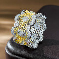 wholesale S925 gold-plated silver lace ring new wide band hollow mesh ring for women in European and American style-0-1