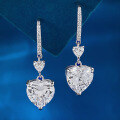 wholesale 925 Silver Jewelry 10*10 Heart-shaped Long Hook Earrings with High Carbon Diamonds in Pink, White, and Yellow-0-2