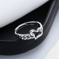 wholesale S925 Sterling Silver INS Style Minimalist Irregular Heart Ring, Versatile for Daily Wear, Punk Harajuku Knuckle Ring-0-1