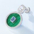 wholesale S925 Sterling Silver European and American New Style Temperament Unique Malachite Earrings, Niche High-End Feel Long Stud Earrings for Wholesale-0-3