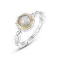 wholesale S925 sterling silver gold-plated Japanese new trendy fashionable elongated labradorite ring for women, artistic vintage niche design-0-5
