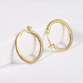 wholesale 925 Sterling Silver Fashionable and Unique Zirconia and Nano Stone Round Earrings, European and American Style Internet Celebrity Hoop Earrings, Available for Drop Shipping-0-0