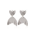 wholesale 925 Sterling Silver Mermaid Tail Personalized Earrings for Women, Small and Exquisite Design, High-End and Elegant Stud Earrings, Simple and Stylish Fashion Accessories-0-4