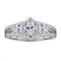wholesale S925 Sterling Silver Micro-Paved Zirconia Oval-Cut Simulated Diamond Ring for Women's Wedding Engagement Ring-0-1