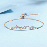 wholesale S925 Sterling Silver Moissanite Champagne Gold Starry Sky Bracelet, Simple and Stylish for Commuting, Ins Fashion, Holiday Gift for Girlfriend-58.5 points Moissanite (Champagne Gold)  925 Silver