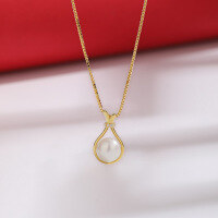wholesale Gold Plated S925 Sterling Silver National Tide Style Lucky Bag Necklace Women's Collarbone Chain Freshwater Pearl Pendant Small and Exquisite Design Jewelry-Lucky Bag Pearl Necklace 925 Silver