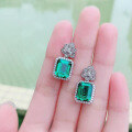 wholesale S925 sterling silver new jewelry European and American luxury-set 8*10 nano green earrings cross-border AliExpress style-0-2