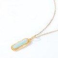 wholesale Gold-plated 925 Sterling Silver Japanese Retro Style Amazonite Geometric Long Pendant, New Women's Striped Rectangular Pendant-0-4